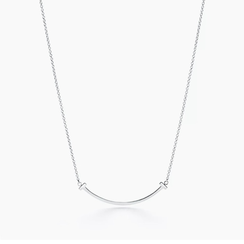 Tiffany & Co. T Smile 18k White Gold Necklace 16"-18"